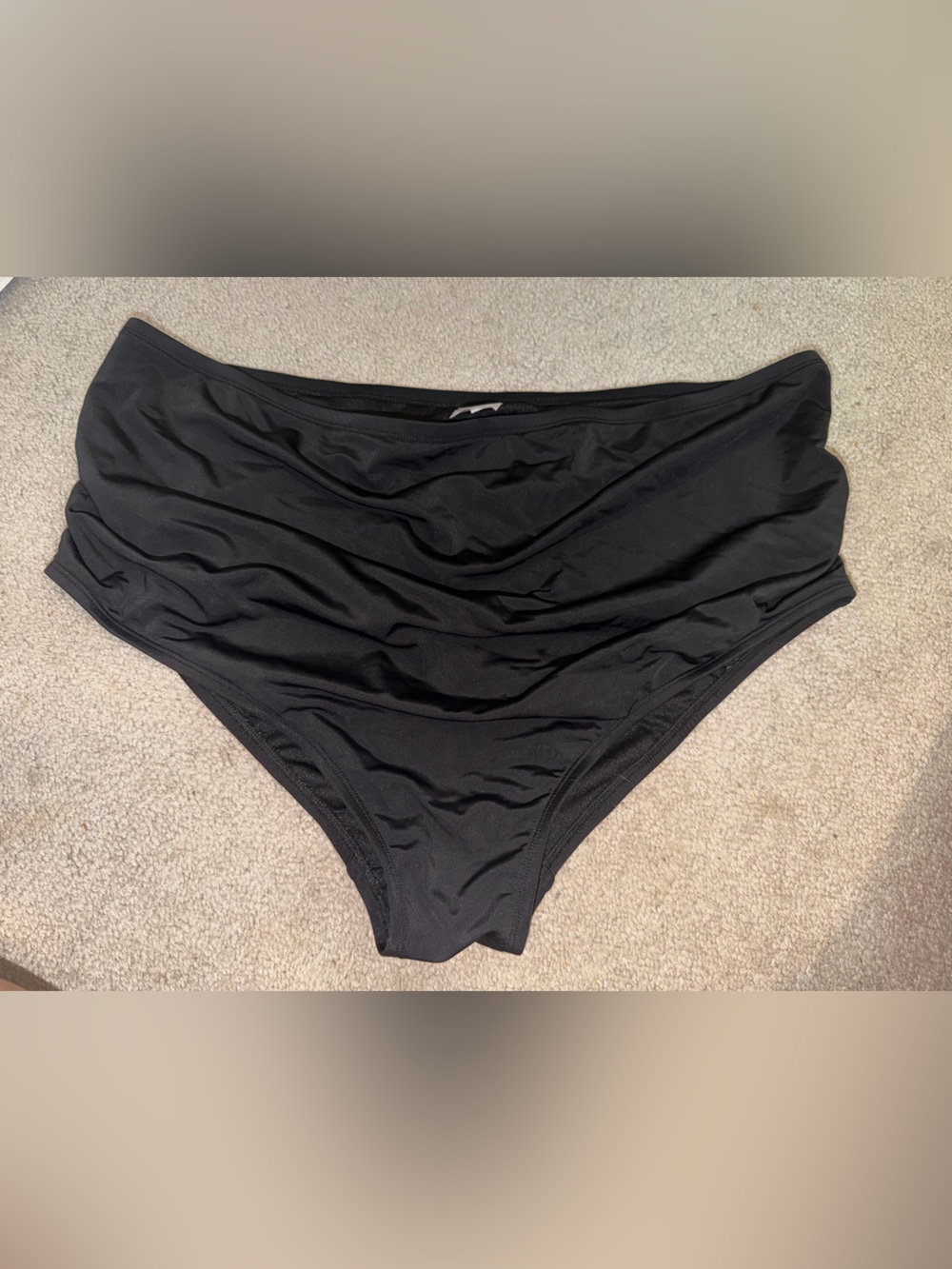 Ingrid & Isabel Black Ruched High-Waist Swim Bottoms
